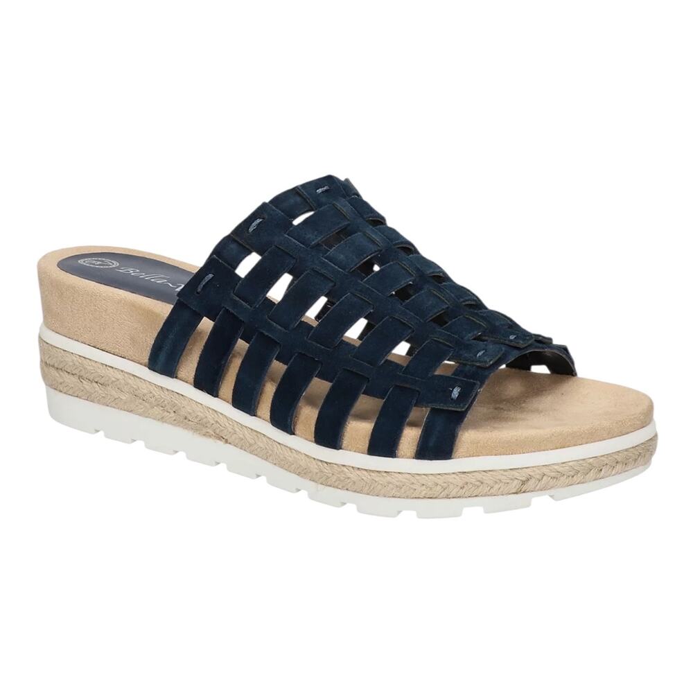 Bella Vita Women's Oaklynn Suede Wedge Slide Sandals Navy Size 7 W